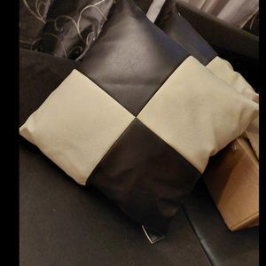 Leather checker board throw pillows